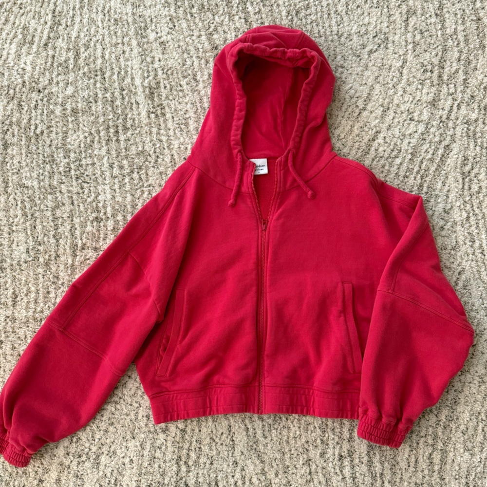 Outdoor Voices Red Zip-Up Hoodie